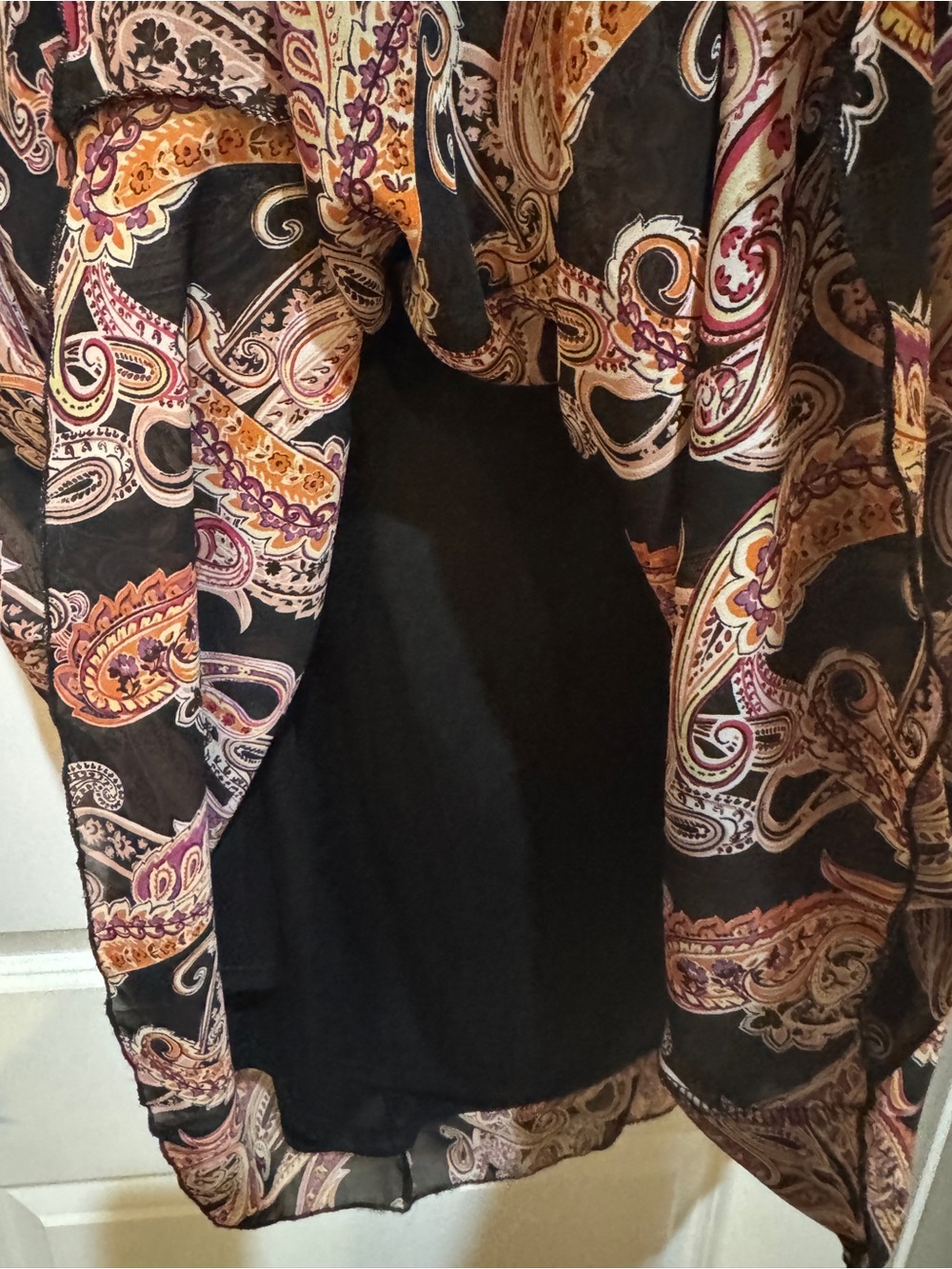 LuLaRoe Black Paisley Maxi Skirt with Lining and Pink & Gold Motifs - Picture 2 of 4